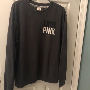 VS PINK gray crew neck sweatshirt